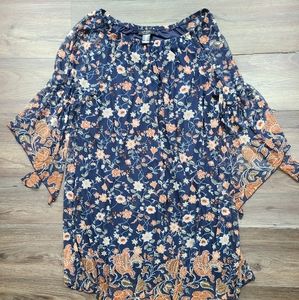 Women's Blue Foral Dress 2x